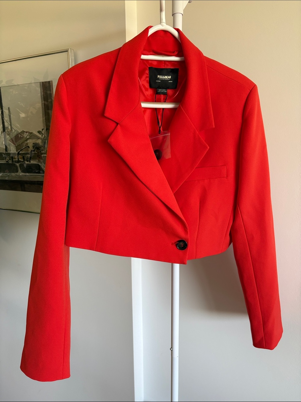 Pull&Bear Bright Red Cropped Blazer